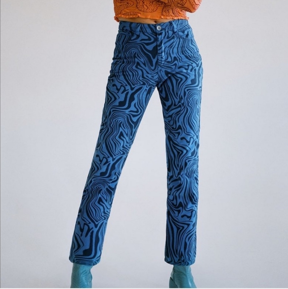 Paloma Wool Kelly Pants Swirls Black and Blue 36/4 - Picture 2 of 13